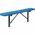 Global Industrial 6ft Outdoor Steel Flat Bench, Expanded Metal, In Ground Mount, Blue 277156IBL